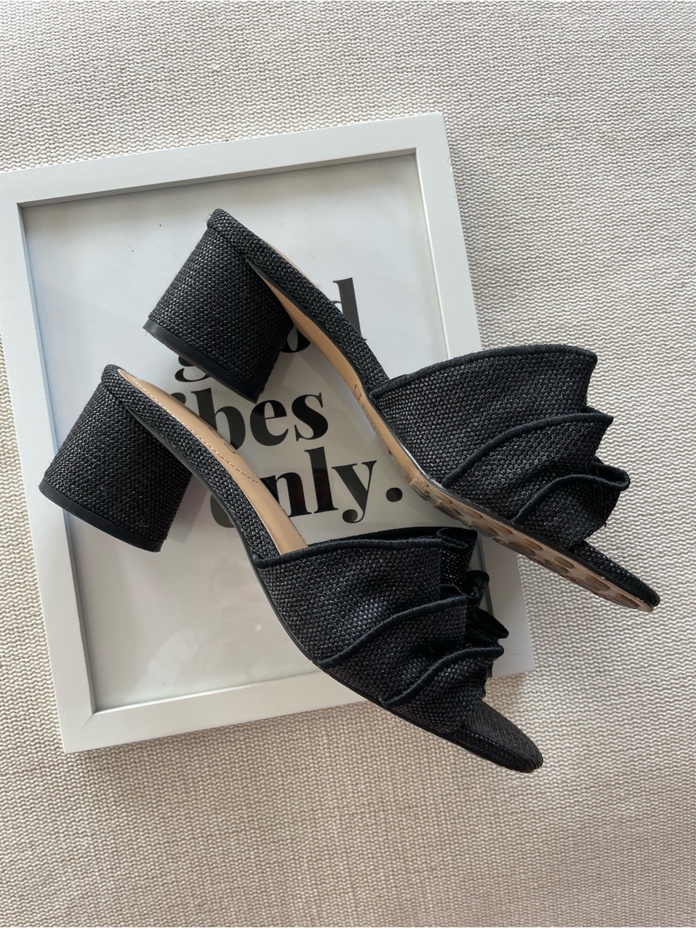 Chico's Whitney Raffia Ruffle Slide Sandals - Picture 3 of 10